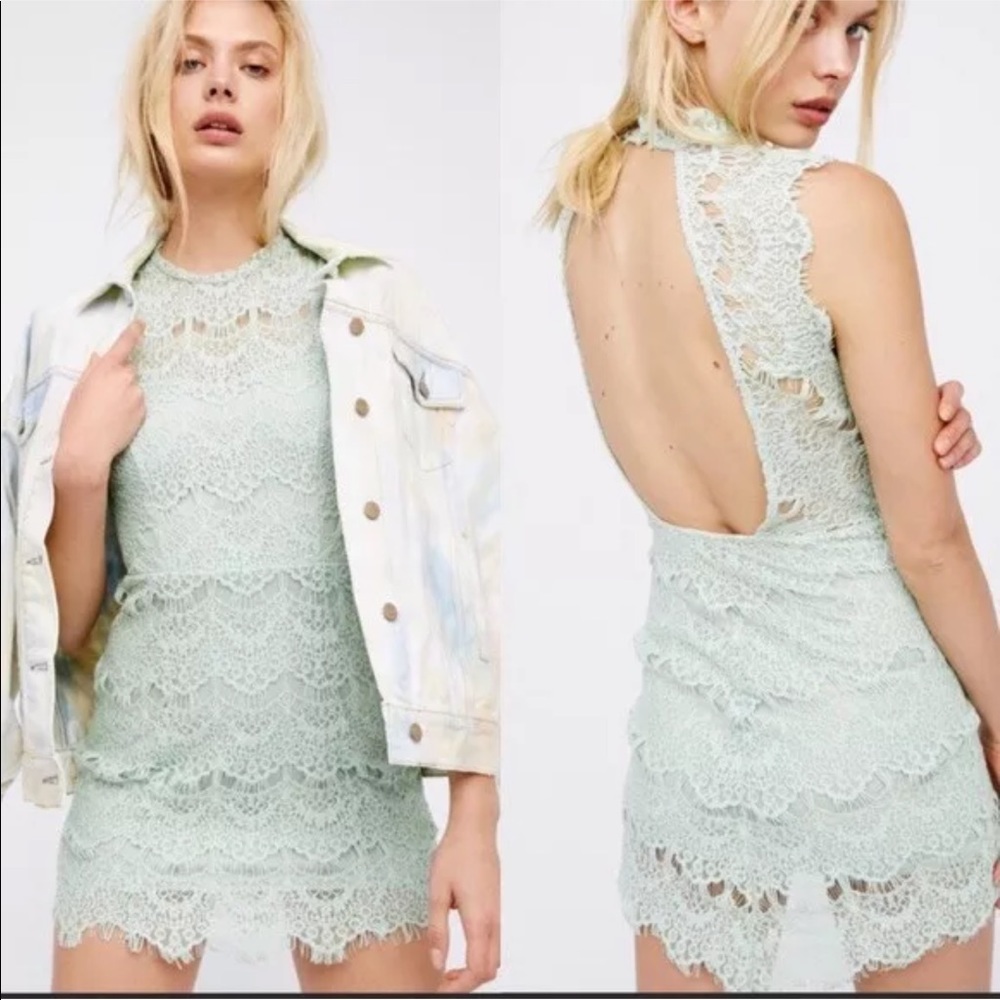 Free People Mint Crochet Daydream Dress Boho